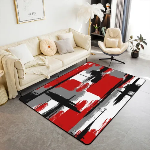 Miniatura 12 de Feelyou Tapete de interior de arte abstracto para niños y niñas, alfombra geométrica de 3 x 5 pulgadas, ultra suave, retro, circular, geométrica
