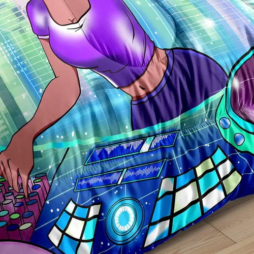Miniatura 5 de Juego de edredón de 3 piezas con 2 fundas de almohada, tamaño Queen, diseño africano de DJ Girl de microfibra suave, regalo para mujeres y niñas
