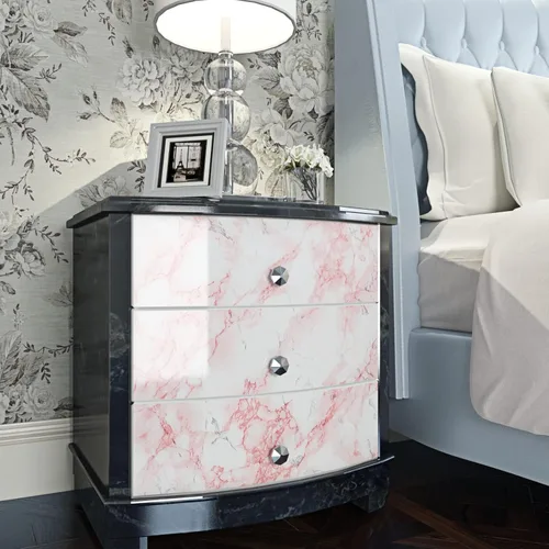 Miniatura 5 de Livelynine - Papel adhesivo impermeable de mármol rosa para encimeras, papel de contacto de mármol para pegar y quitar, papel pintado adhesivo