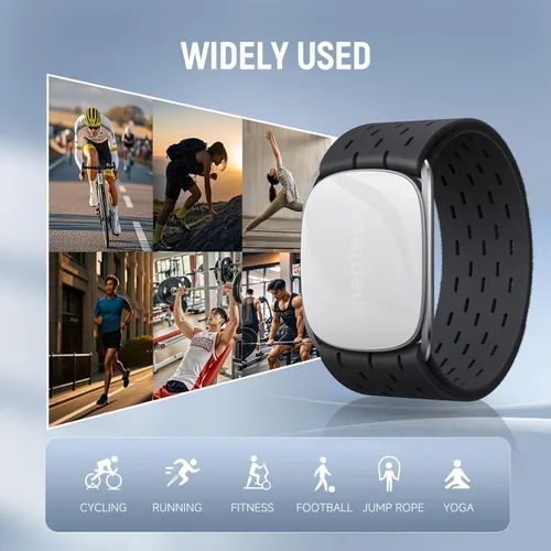 Miniatura 6 de Brazalete con monitor de frecuencia cardíaca Bluetooth, batería de 140 horas, altamente elástico y transpirable, 5 ATM impermeable, Ant+, uso