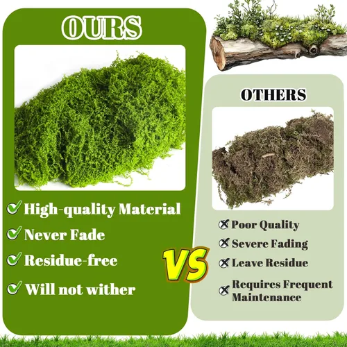 Miniatura 3 de Musgo verde falso de 15.1 onzas para manualidades, musgo artificial para plantas de interior, musgo artificial decorativo verde claro