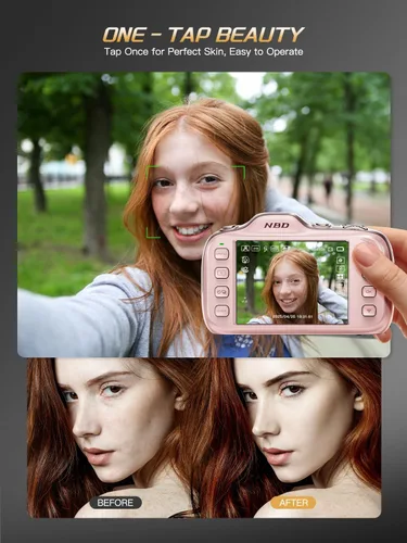 Miniatura 6 de Cámara digital True 4K con modo belleza, cámara de vlogging de 64 MP para principiantes, zoom 16X, antivibración y enfoque automático, tarjeta de 32