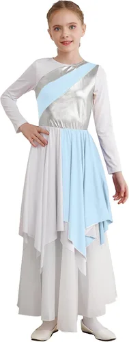 Miniatura 130 de CHICTRY Vestido de baile lírico sin mangas asimétrico para niñas, disfraz de adoración litúrgica contemporánea
