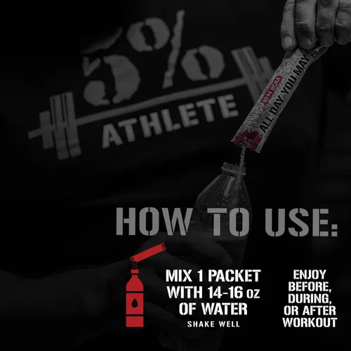 Miniatura 5 de 5% Nutrition Rich Piana AllDayYouMay BCAA Powder 9g de aminoácidos premium intra y post entrenamiento para hidratación, resistencia, recuperación
