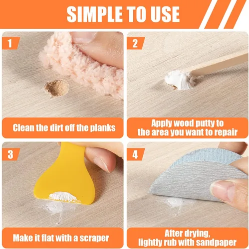 Miniatura 5 de Deuvuo Relleno de madera, relleno de masilla de madera blanco, nuestro relleno de grano de madera ofrece una solución rápida y duradera para 9.87oz