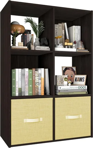 PrimeZone Organizador de Almacenamiento Apilable de 6 Cubos: Estante de Cubos de Madera que se Ajusta a Contenedores Cúbicos - Estantería de