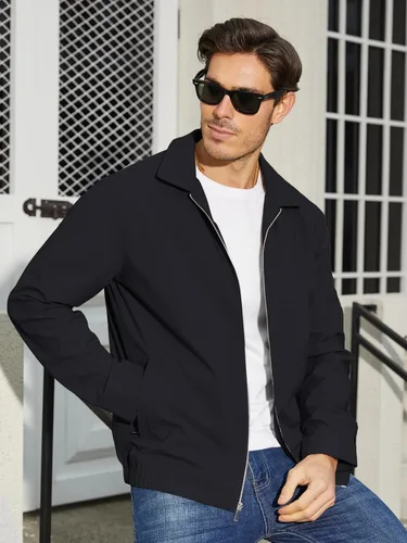 Miniatura 3 de TACVASEN Chaqueta Cortavientos Ligera para Hombre con Cremallera Completa Cuello Plegable Chaquetas Abrigo Casual Ligero con Bolsillos con Cremallera