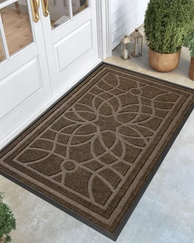 DEXI - Felpudo para puerta exterior, alfombra de entrada de perfil bajo y resistente antideslizante para el recibidor, alfombras de bienvenida que