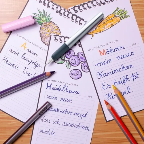 Miniatura 2 de LAMY nexx azure - Pluma estilográfica con empuñadura antideslizante y punta de acero pulido en tamaño M - cuerpo triangular de aluminio - incluyendo