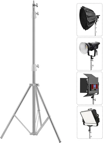 Soporte de trípode de video para fotografía de acero inoxidable, soporte de trípode acolchado con resorte, 9.5 pies/9.2 ft, adaptador universal para