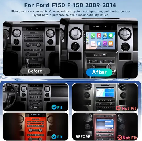 Miniatura 2 de 2G+64G Android 13 Radio de coche estéreo para Ford F150 F-150 2009-2012, pantalla táctil de 9 pulgadas estéreo del coche con CarPlay inalámbrico