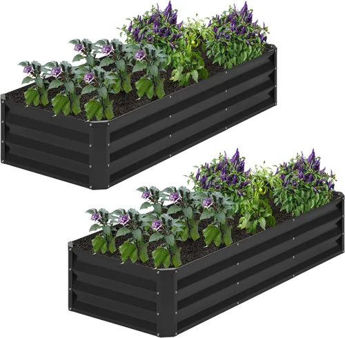 Miniatura 19 de 2 camas de jardín elevadas galvanizadas de 4 x 2 x 1 pies, macetas elevadas, caja de jardín de metal, planta grande para plantar al aire libre, cama
