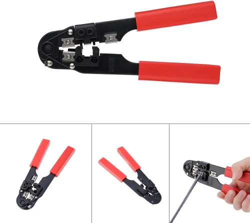 Miniatura 4 de Herramienta de crimpado de red, crimpadora modular, kit de herramientas de alambre de red de alta seguridad, cables de red de corte y tira El mejor