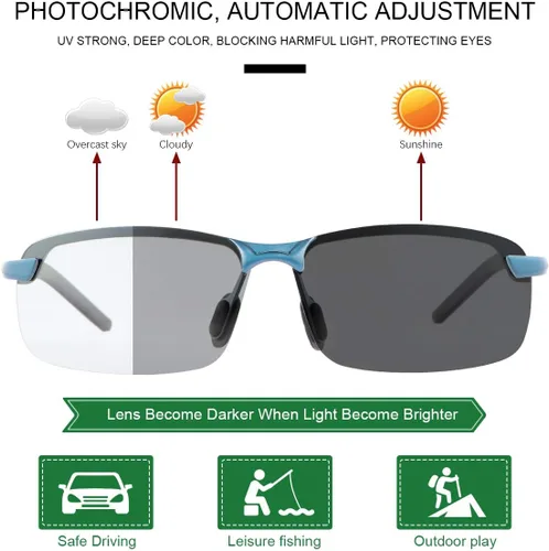 Miniatura 2 de YIMI Gafas de sol deportivas polarizadas fotocrómicas para hombre, ciclismo, pesca, conducción, protección UV, gafas antirreflejos 8177 Azul