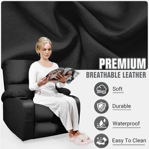 Miniatura 7 de LEVELEVE Silla reclinable mecedora, silla reclinable de masaje con masaje por vibración y calor, sillas reclinables giratorias de 360°, sala