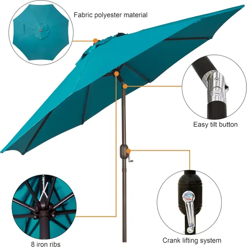 Miniatura 3 de Blissun - Sombrilla de aluminio para patio al aire libre de 9 pies, sombrilla de mesa para exteriores, sombrilla de jardín, sombrilla de mercado