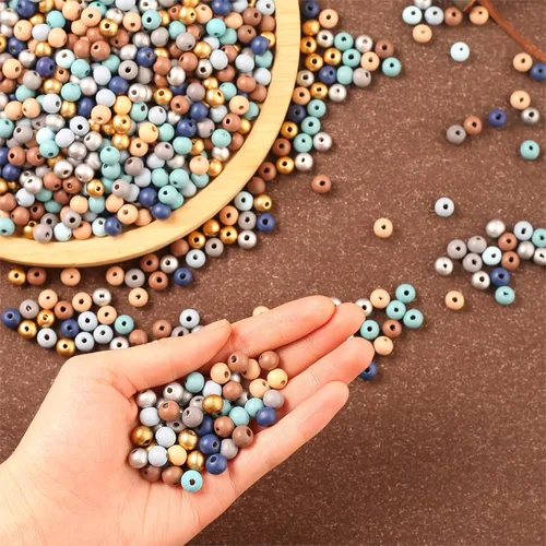 Miniatura 2 de ToBeIT 1000 cuentas de madera de macramé, cuentas redondas de colores de granja para manualidades, fabricación de joyas (azul-0.315 pulgadas)