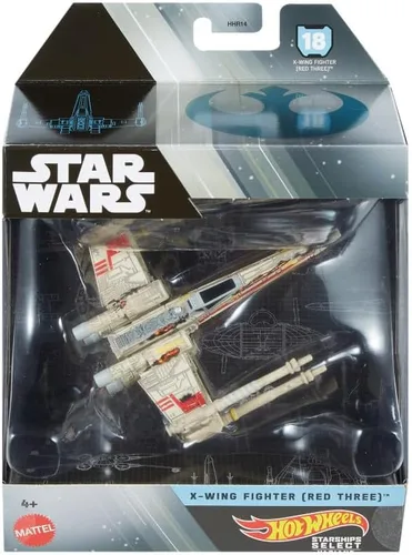 Miniatura 2 de Hot Wheels Star Wars Starships Select Premium Diecast X-Wing Fighter (Red Three) Variante de persecución de daño de batalla