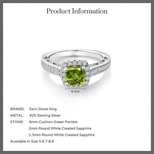 Miniatura 63 de Gem Stone King Anillo de compromiso de plata de ley 925 de 0.236 in con piedra natal y zafiro blanco creado con acento Anillo de compromiso