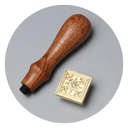 Miniatura 3 de FsAlisa Sello de cera con cabeza de latón extraíble, mango de madera, ideal para adornar sobres, invitaciones de boda, paquetes de vino, envoltura