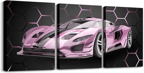 Miniatura 33 de Feelyou Cuadro azul de carreras para pared, 12 x 16 pulgadas, 3 piezas de autos deportivos de velocidad, lienzo para decoración de pared, diseño