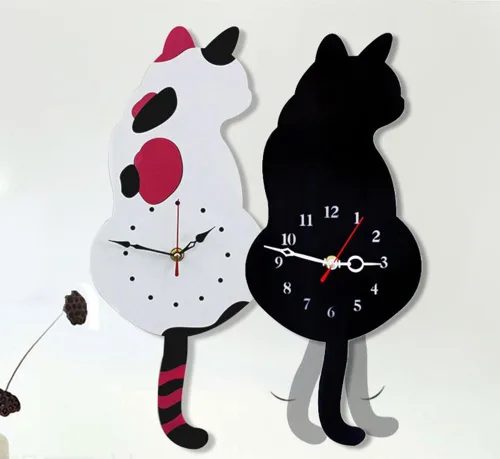 Miniatura 4 de Topkey Reloj de pared creativo de acrílico con péndulo de cola oscilante para sala de estar, dormitorio, cocina, decoración del hogar, batería