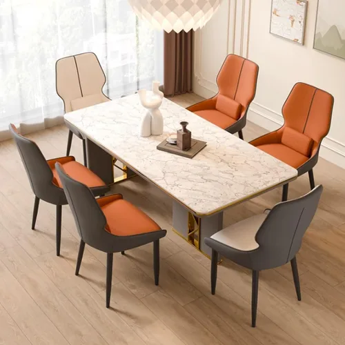 Miniatura 2 de YVYKFZD Juego de sillas de comedor de cuero, sillas de comedor con patas de metal, sillas de cocina tapizadas, silla minimalista sin brazos