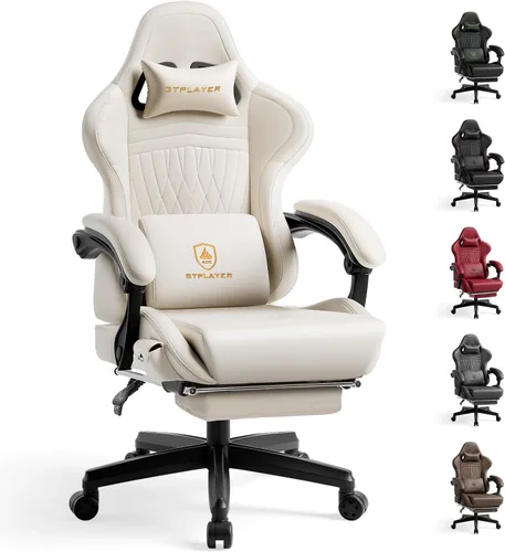 Miniatura 16 de GTPLAYER Silla de juegos para adultos, sillas ergonómicas de videojuegos con altavoces, reposapiés y reposabrazos de conexión, silla reclinable