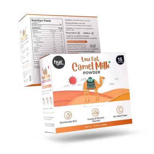 Miniatura 4 de HYE FOODS Leche de camello en polvo baja en grasa Pastura pasturada 100% pura y natural, 15 x 20 gm, 10.58 onzas (300 gm)