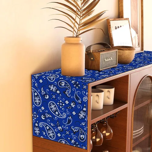 Miniatura 5 de Rvsticty Camino de mesa de lino para fiesta del oeste, mantel de cachemira, decoración de fiesta de rodeo, decoración de cumpleaños de vaquero