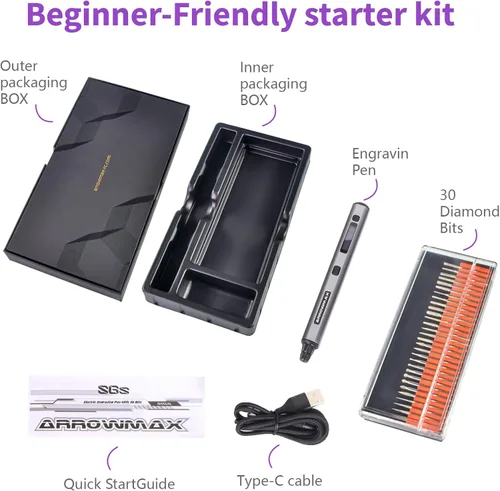 Miniatura 7 de AM ARROWMAX - Mini bolígrafo de grabado: herramienta portátil inalámbrica definitiva para artistas y aficionados al bricolaje, graba más de 50