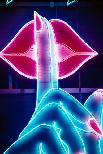 Ssshhhh Be Quiet Finger on Lips Neon Light Photo Photograph Home Office Trippy Room Decor Bar UV Reactive Blacklight Black Light Cool Wall Art