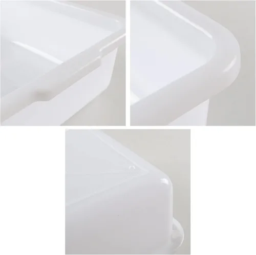 Miniatura 2 de Morcte Paquete de 3 cajas de autobús comercial de 13 L, bañera de autobús de plástico, color blanco