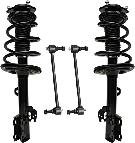 Miniatura 101 de Detroit Axle - Kit de 4 barras estabilizadoras delanteras para Ford F-150 2021 2022 2023 2024, 2 puntales con resorte helicoidal, 2 eslabones