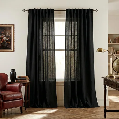 Miniatura 105 de Cortinas de lino azul claro de 90 pulgadas de largo para sala de estar, dormitorio de niñas, guardería, decoración acogedora de verano, bolsillo