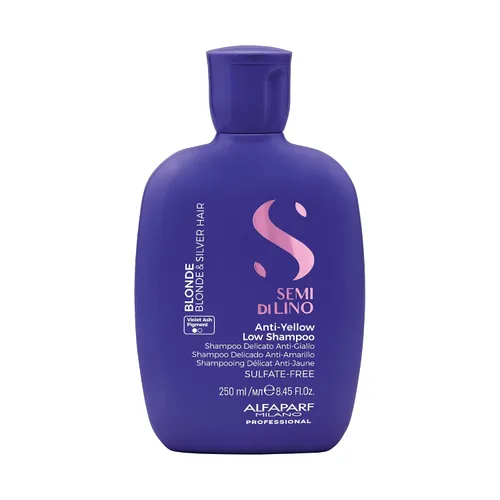 ALFAPARF MILANO Semi di Lino - Champú morado para cabello rubio, resaltado, platino y plateado, neutraliza los tonos cobrizos, hidrata y fortalece,