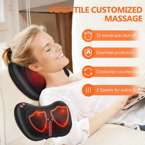Miniatura 4 de Brelley Masajeador de cuello y espalda con calor Shiatsu eléctrico de tejido profundo masaje para cuello, espalda, hombros y piernas, regalo