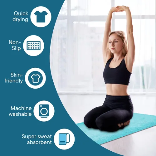 Miniatura 2 de Toallas de yoga, toalla antideslizante para esterilla de yoga caliente con puntos de agarre, manta de yoga de microfibra suave súper absorbente