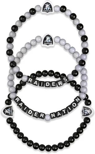 Miniatura 32 de FOCO NFL unisex-adult NFL Team Logo Officially Licensed 3-Pack Beaded Friendship Bracelets Cuentas