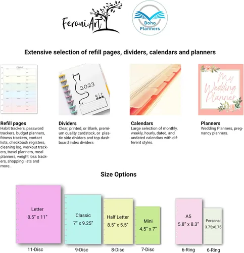 Miniatura 4 de Páginas de notas en cuadrícula se adaptan a 9 discos de planificadores clásicos Happy Planner, recambios de notas, insertos preperforados para Happy
