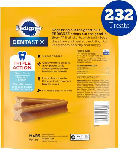 Miniatura 9 de Pedigree Dentastix - Golosinas para perros de razas pequeñas y de juguete, sabor original, (4) bolsas de 58 unidades (232 golosinas en total)