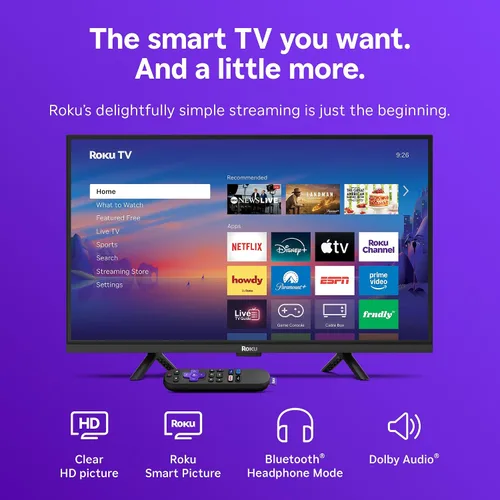Miniatura 3 de Roku Smart TV 2026 - Serie Select de 24 pulgadas, TV HD 720p - Roku TV con control remoto por voz - Televisión LED de pantalla plana con Wi-Fi