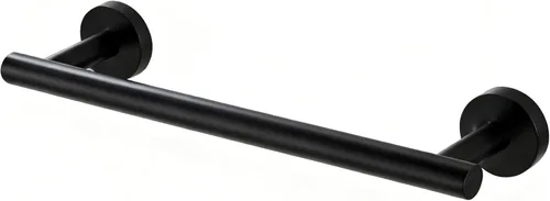 SEIDO Toallero con 9.6 pulgadas de longitud utilizable, barra de toalla negra de acero inoxidable 304 para pared de baño, toalleros de una pieza