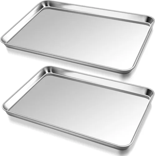 Miniatura 14 de P&P CHEF Bandeja para hornear galletas de 9 pulgadas, bandeja de acero inoxidable para cocina, utensilios para horno para múltiples usos, aspecto