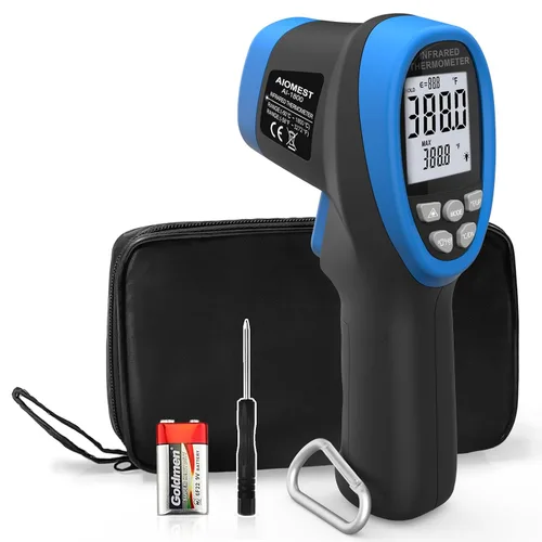 AIOMEST Pirómetro digital AI-1800 DS 50:1, pistola termómetro infrarroja sin contacto para medición de alta temperatura sin contacto -58 ~ 3,272 ℉,