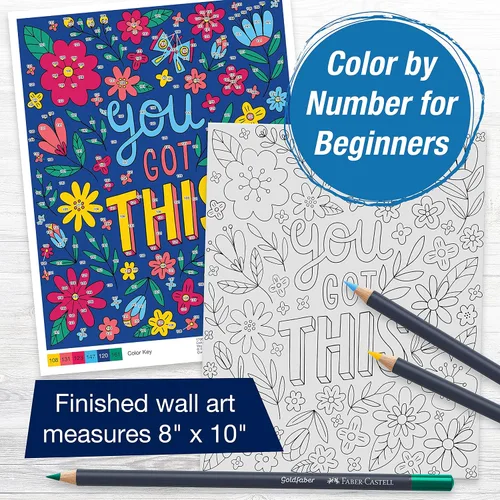 Miniatura 2 de Faber-Castell Arte de pared para colorear por números: You Got This - Artes y manualidades para adultos, regalos creativos para aliviar el estrés
