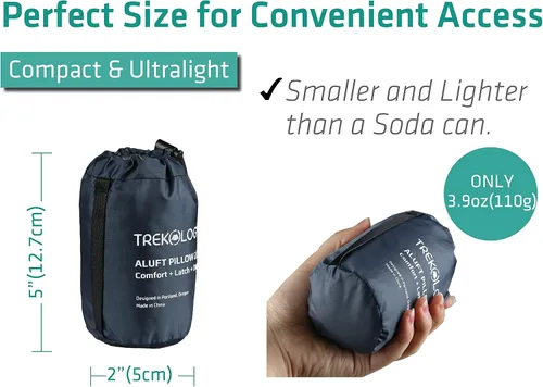 Miniatura 5 de Trekology Almohada inflable ultraligera de viaje para campamento - ALUFT 2.0 compresible, compacta, cómoda, ergonómica, para el cuello y el apoyo