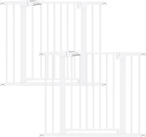 Miniatura 28 de Babelio Puerta de bebé metálica, de 74-122 cm, con cierre automático, fácil de instalar, puerta de seguridad para niños extra ancha, puerta