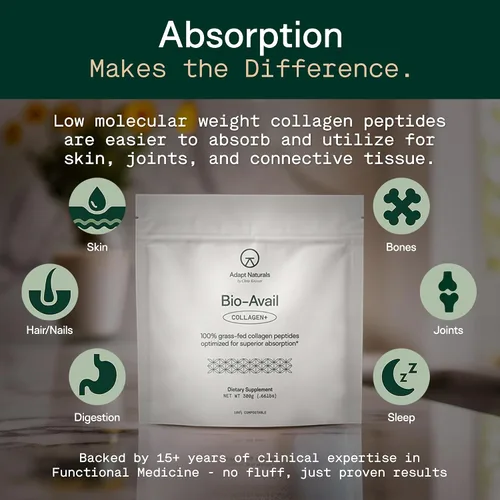 Miniatura 5 de Adapt Naturals by Chris KRESSER Bio-Avail Collagen+, péptidos de colágeno alimentados con pasto, optimizados para una absorción superior