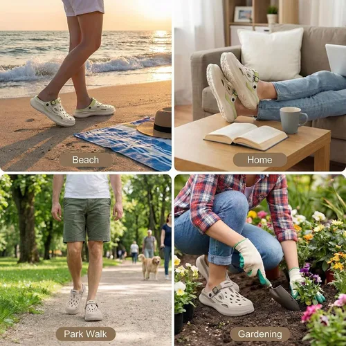 Miniatura 6 de Zuecos de jardín para hombre, transpirables, sin cordones, con suela gruesa antideslizante, resistentes al agua